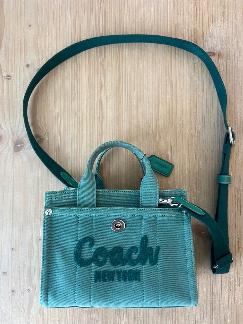 Coach Teal Canvas Mini Crossbody Bag Cargo 26 or 20 Mini Denim Handle Tote Bag